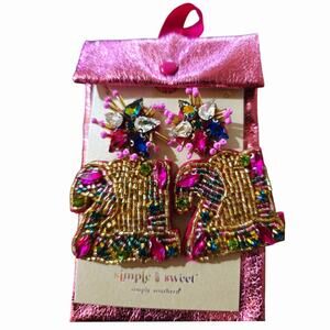 Simply Southern Beaded Jeweled Sparkle 21st Birthday Dangle Earrings Pink Gold
